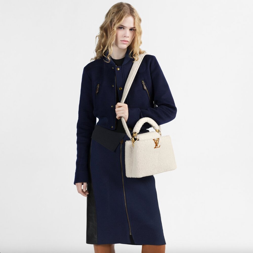 Louis Vuitton White Shearling BB Capucines Bag - Picture 11 of 14